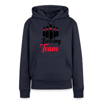 Équipe de bowling - Sweat à capuche Premium bio Femme - bleu marine - Devant - Julia (174cm)