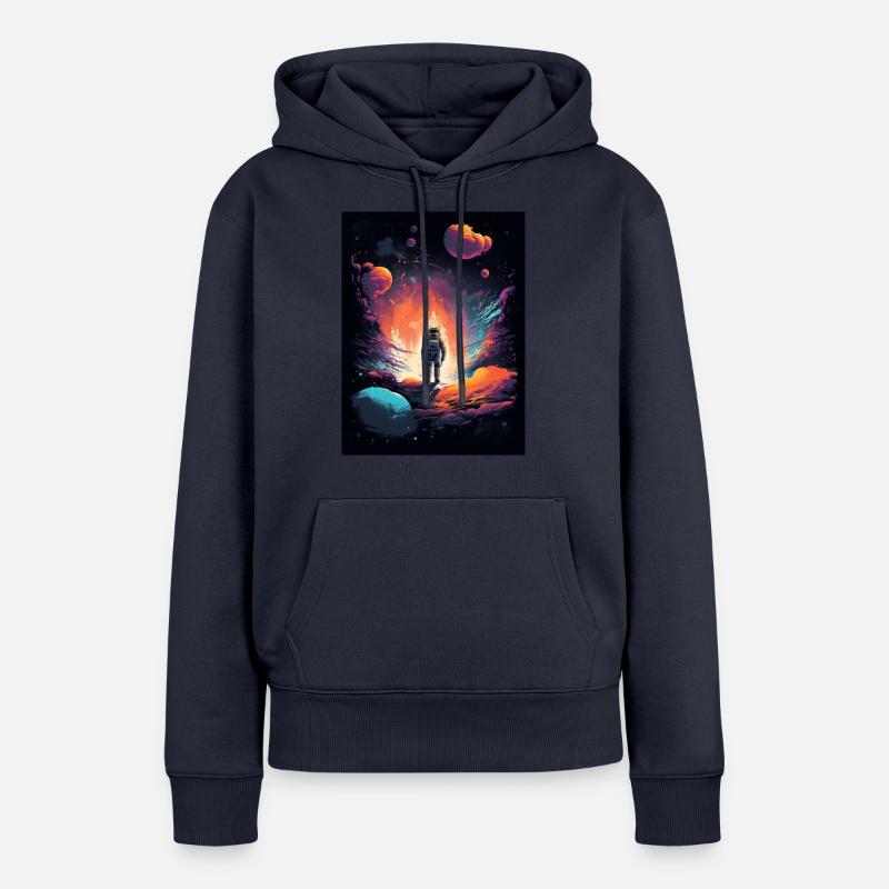 Astronaute de sortie dans l’espace - Sweat à capuche Premium bio Femme - bleu marine