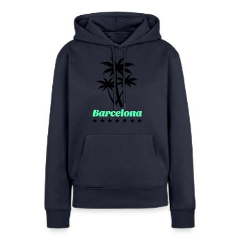 Barcelone - Sweat à capuche Premium bio Femme - bleu marine - Devant - Julia (174cm)