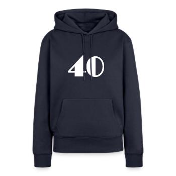 40 JAHRE. 40-jähriges Jubiläum. GEBURTSTAG 40 JAHRE. 40 - Frauen Premium Bio Hoodie - Navy - Vorne - Julia (174cm)