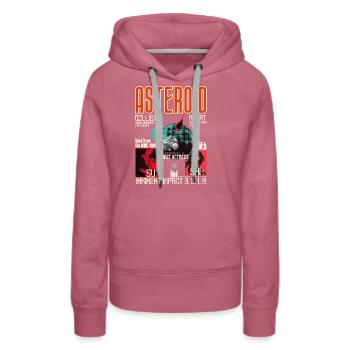: "T-Shirt Design Manga Anime Alerte Astéroïde" - Sweat à capuche Premium bio Femme - mauve - Devant - Isabella (175cm)