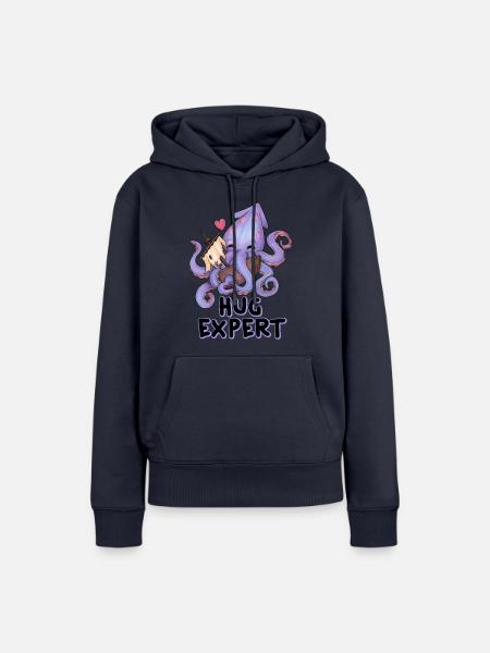 Hug Expert Octopus Lustiger Knuddel Krake Herz - Frauen Premium Bio Hoodie - Navy