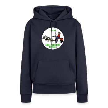 Pferdammt schnell - Frauen Premium Bio Hoodie - Navy - Vorne - Julia (174cm)