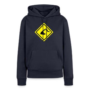 digger roadsign - Sweat à capuche Premium bio Femme - bleu marine - Devant - Julia (174cm)