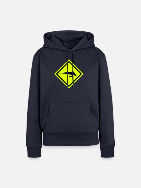 hang glider roadsign - Frauen Premium Bio Hoodie - Navy