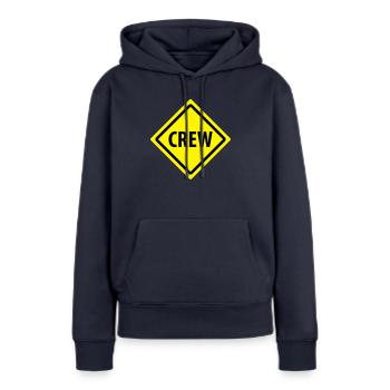 crew roadsign - Sweat à capuche Premium bio Femme - bleu marine - Devant - Julia (174cm)