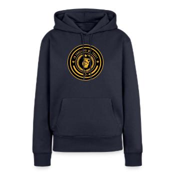 Bembel - Frankfurt - Ebbelwoi - Frauen Premium Bio Hoodie - Navy - Vorne - Julia (174cm)