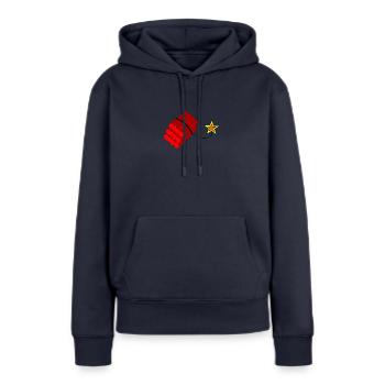 Dynamite - Sweat à capuche Premium bio Femme - bleu marine - Devant - Julia (174cm)