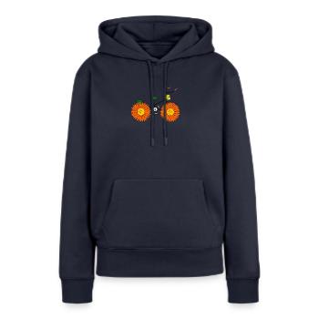 Gruenes Verkehrsmittel - Frauen Premium Bio Hoodie - Navy - Vorne - Julia (174cm)