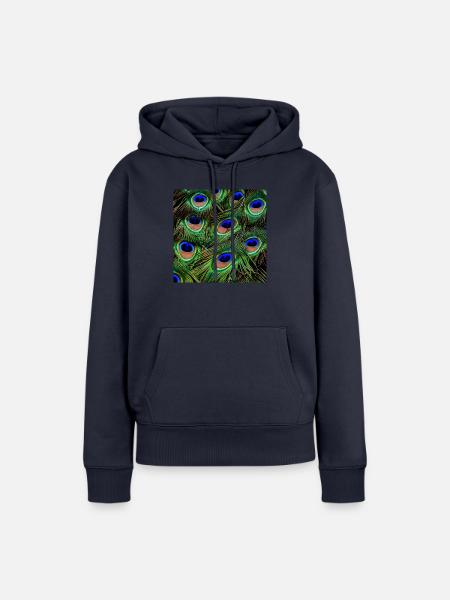 Pfauenfedern - Frauen Premium Bio Hoodie - Navy