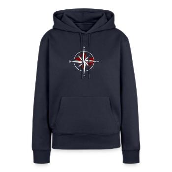 Boussole blanc-rouge - Sweat à capuche Premium bio Femme - bleu marine - Devant - Julia (174cm)