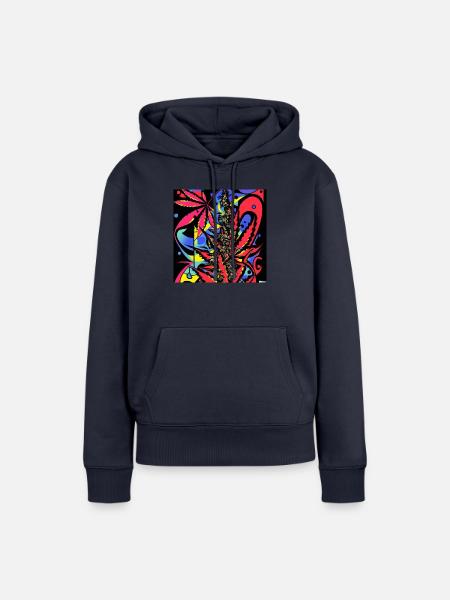 Psychedelic Cannabis II - Frauen Premium Bio Hoodie - Navy