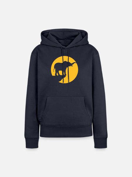 Silhouette Klippe Mond Elefant - Frauen Premium Bio Hoodie - Navy
