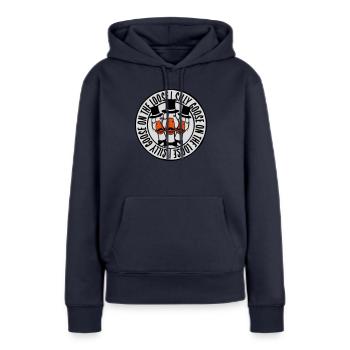 goose on the loose - Frauen Premium Bio Hoodie - Navy - Vorne - Julia (174cm)