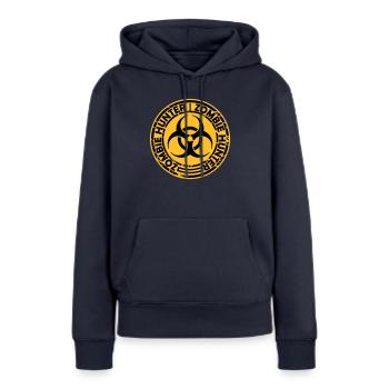 chasseur de zombies citation d’Halloween - Sweat à capuche Premium bio Femme - bleu marine - Devant - Julia (174cm)