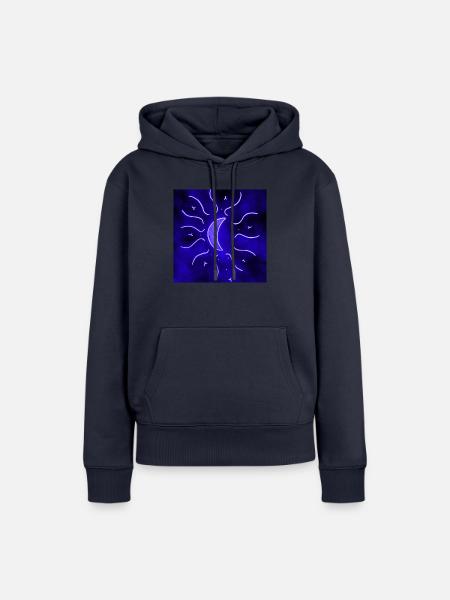 ELEKTRISCHER MANDALA MOND - Frauen Premium Bio Hoodie - Navy