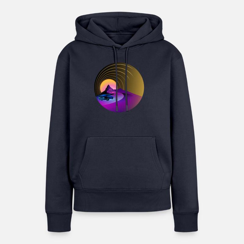 E30 - Rétro - Synthwave - Style - Sweat à capuche Premium bio Femme - bleu marine