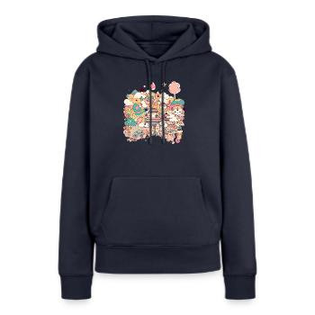 Trippy design - Sweat à capuche Premium bio Femme - bleu marine - Devant - Julia (174cm)