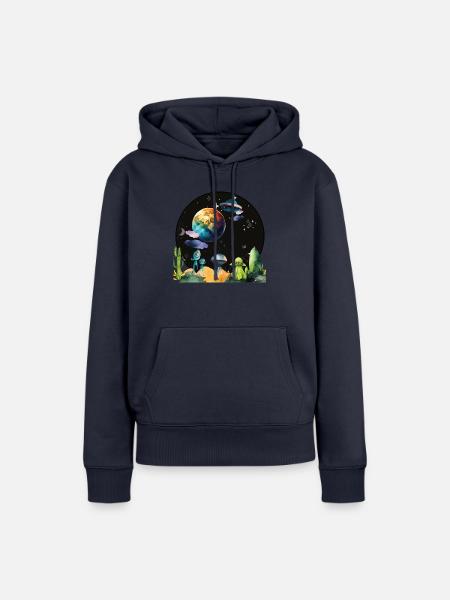 Space - Frauen Premium Bio Hoodie - Navy