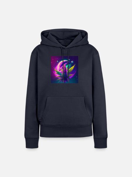 Weltraum Cannabis - Frauen Premium Bio Hoodie - Navy