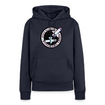Space Academy International Vintage schwarz - Frauen Premium Bio Hoodie - Navy - Vorne - Julia (174cm)