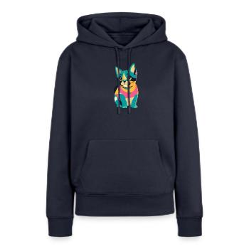 Verspielter Welpe - Frauen Premium Bio Hoodie - Navy - Vorne - Julia (174cm)