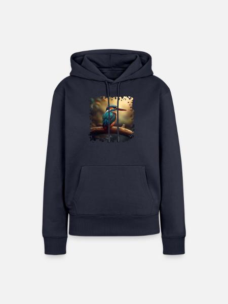 Eisvögel leben an Gewässern - Frauen Premium Bio Hoodie - Navy