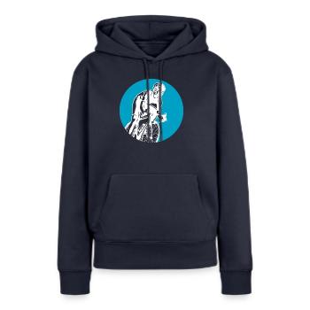 Fahrrad Biking Biker - Frauen Premium Bio Hoodie - Navy - Vorne - Julia (174cm)