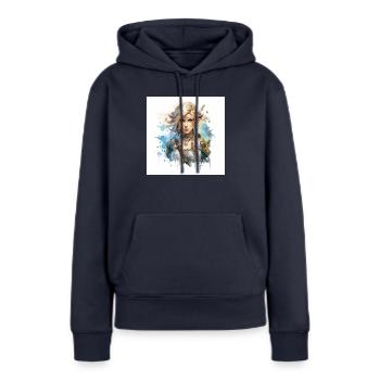 Larmes d’art de jeu du royaume, ocorina du temps, selda - Sweat à capuche Premium bio Femme - bleu marine - Devant - Julia (174cm)