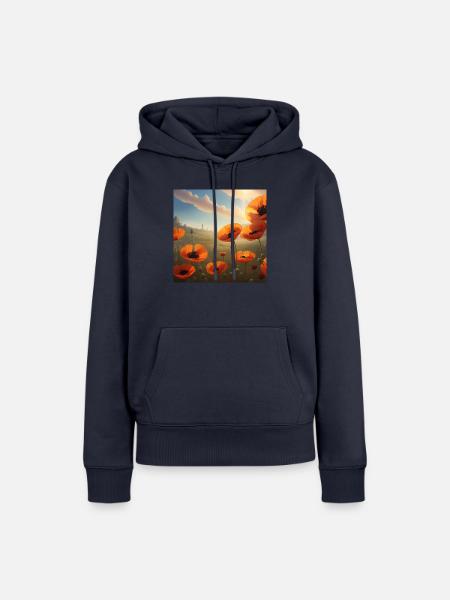 Mohnfeld in der Abendsonne - Frauen Premium Bio Hoodie - Navy