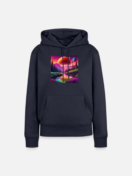 psychedelisches trippy Planeten-Design - Frauen Premium Bio Hoodie - Navy
