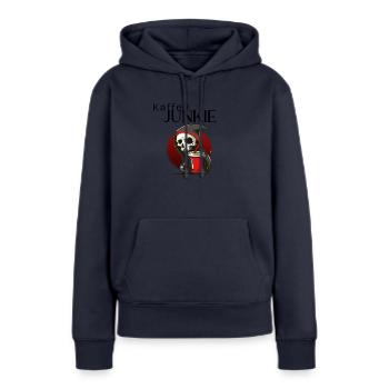 Kaffee Junkie - Frauen Premium Bio Hoodie - Navy - Vorne - Julia (174cm)