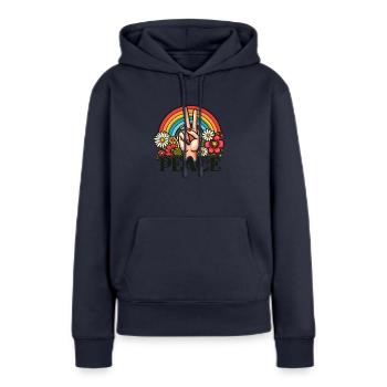 Friedenszeichen - Frauen Premium Bio Hoodie - Navy - Vorne - Julia (174cm)