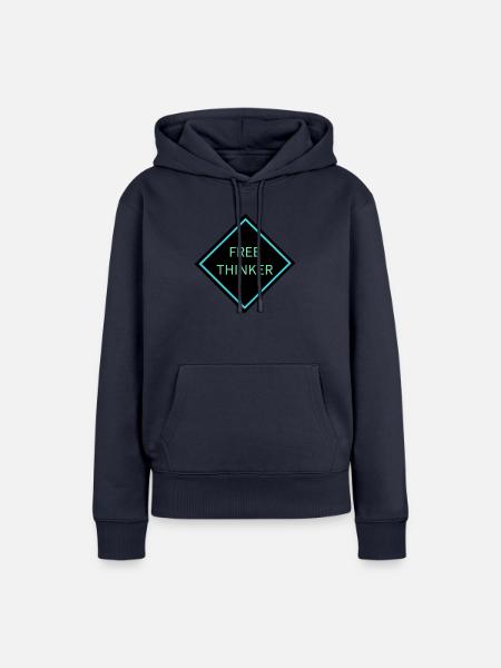 Freidenker-Warnschild - Frauen Premium Bio Hoodie - Navy