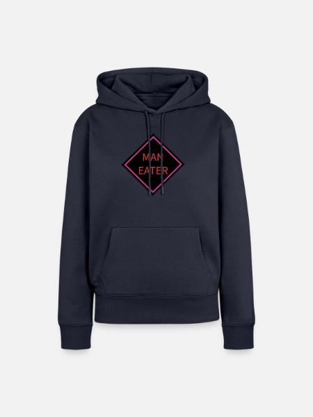 Menschenfresser-Warnschild - Frauen Premium Bio Hoodie - Navy