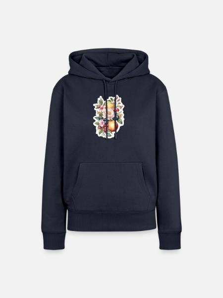 Blumen und Obst - Frauen Premium Bio Hoodie - Navy