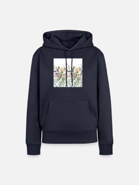 Blumenwiese - Frauen Premium Bio Hoodie - Navy