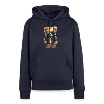 Ours en peluche rappeur Ganster - Sweat à capuche Premium bio Femme - bleu marine - Devant - Julia (174cm)