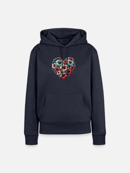 Hibiskus - Frauen Premium Bio Hoodie - Navy