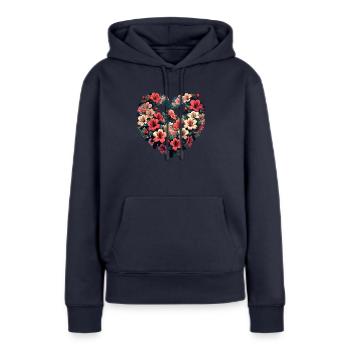 Azalées Azalée Buisson d’azalée - Sweat à capuche Premium bio Femme - bleu marine - Devant - Julia (174cm)