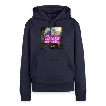 Éclat et éclat émeraude - Sweat à capuche Premium bio Femme - bleu marine - Devant - Julia (174cm)