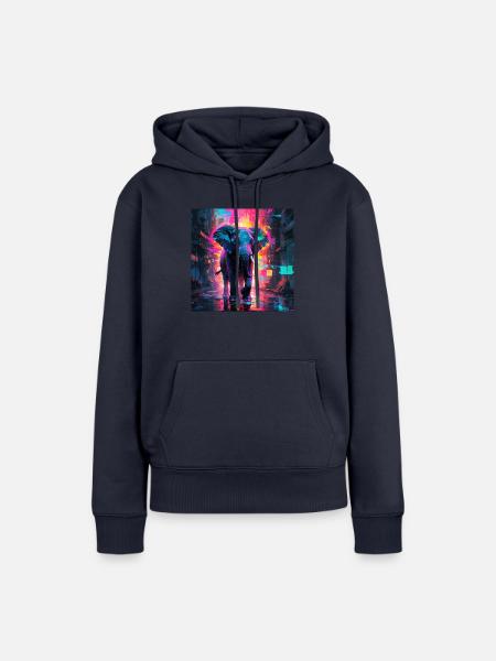 Neon Elefant - Frauen Premium Bio Hoodie - Navy