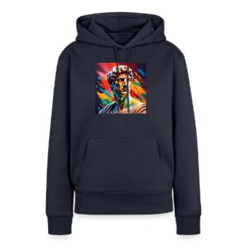 Michelangelo David farbig - Frauen Premium Bio Hoodie - Navy - Vorne - Julia (174cm)