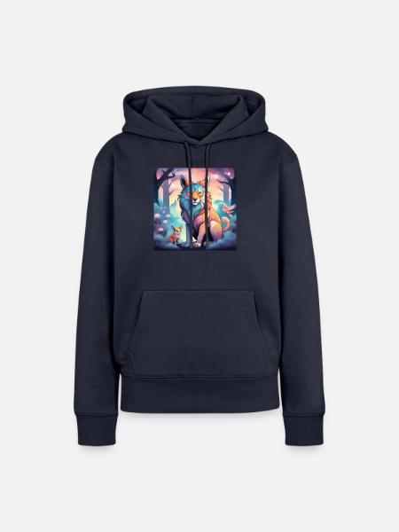 Löwe Fuchs Fabelwesen - Frauen Premium Bio Hoodie - Navy