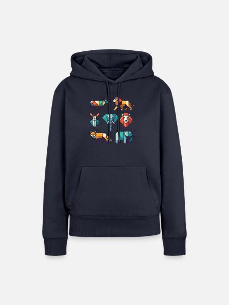Geometrische Tiere - Frauen Premium Bio Hoodie - Navy