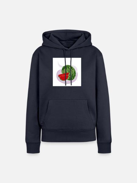Rote Wassermelone - Frauen Premium Bio Hoodie - Navy