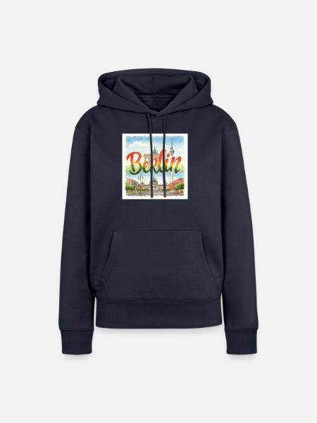 Berlin Aquarell - Frauen Premium Bio Hoodie - Navy