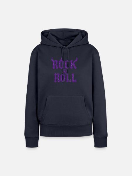 Rock'n'Roll mit Hörnern - Frauen Premium Bio Hoodie - Navy
