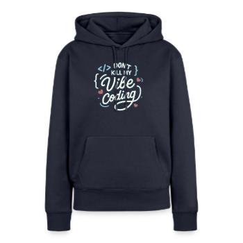 Vibe coding - Sweat à capuche Premium bio Femme - bleu marine - Devant - Julia (174cm)