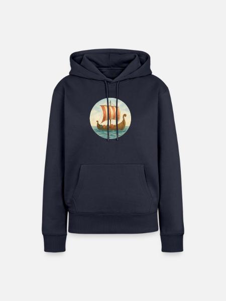 wikinger schiff - Frauen Premium Bio Hoodie - Navy